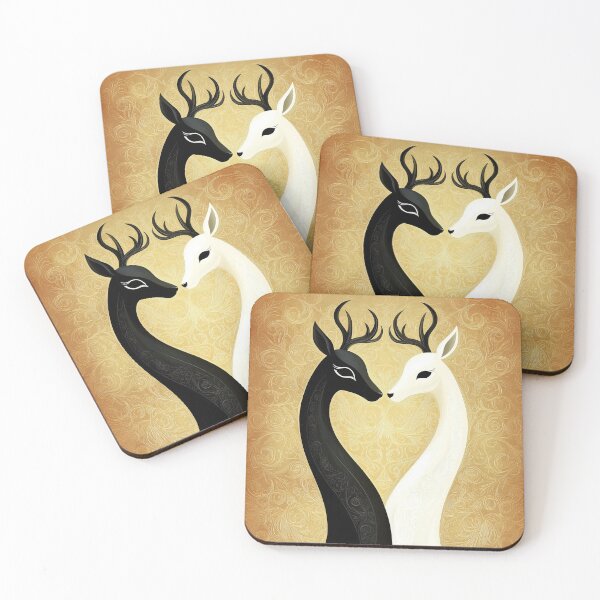 Item preview, Christmas Card: Yin Yang Love Reindeers designed and sold by Suzie Palmer.