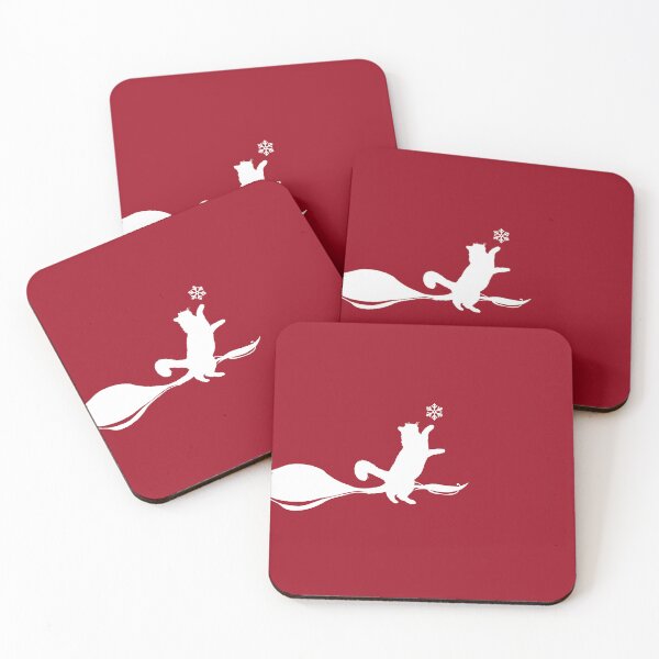 Item preview, Minimal Cute Cat Catching a Snowflake (Christmas red) designed and sold by Kataverse.