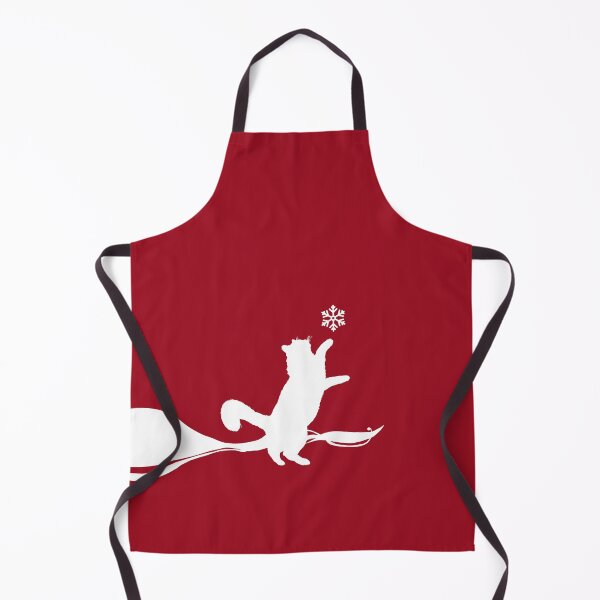 Item preview, Minimal Cute Cat Catching a Snowflake (Christmas red) designed and sold by Kataverse.