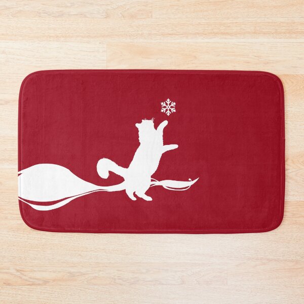 Item preview, Minimal Cute Cat Catching a Snowflake (Christmas red) designed and sold by Kataverse.