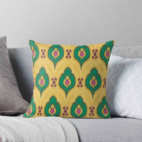 Aperçu de l'œuvre Feuilles de vacances Ikat || Feuilles tropicales || Motif répétitif || Couleurs vives créée et vendue par Stacey Spivak.