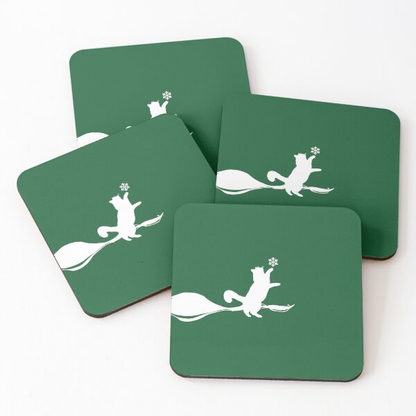 Item preview, Minimal Cute Cat Catching a Snowflake (Christmas green) designed and sold by Kataverse.