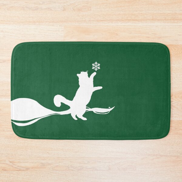 Item preview, Minimal Cute Cat Catching a Snowflake (Christmas green) designed and sold by Kataverse.