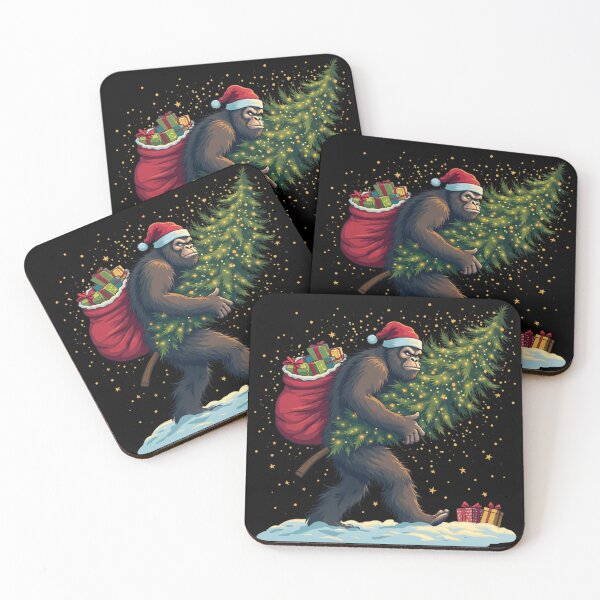 Item preview, bigfoot with a christmas tree and presents designed and sold by Digital Art and Funny Pets.