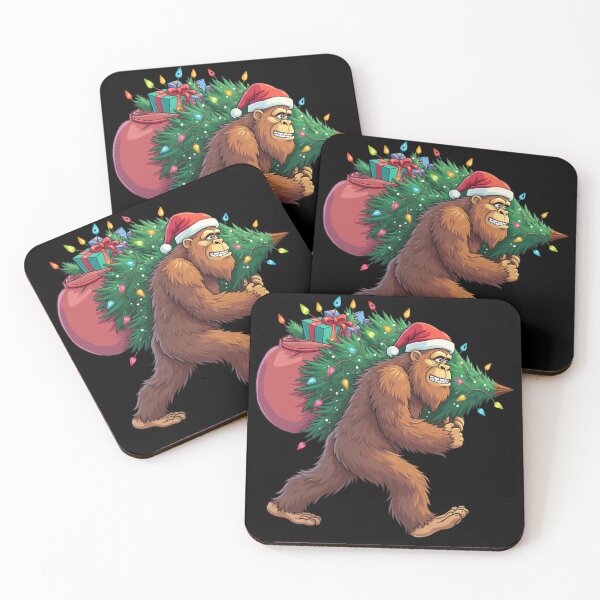 Item preview, bigfoot with a christmas tree and presents designed and sold by Digital Art and Funny Pets.