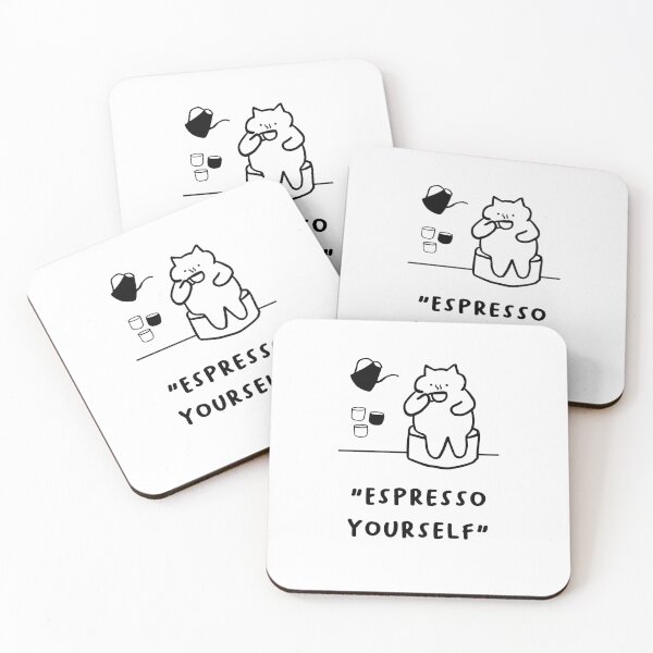 Item preview, Espresso Yourself – Fun Cat & Coffee Illustration designed and sold by RM-Journey.