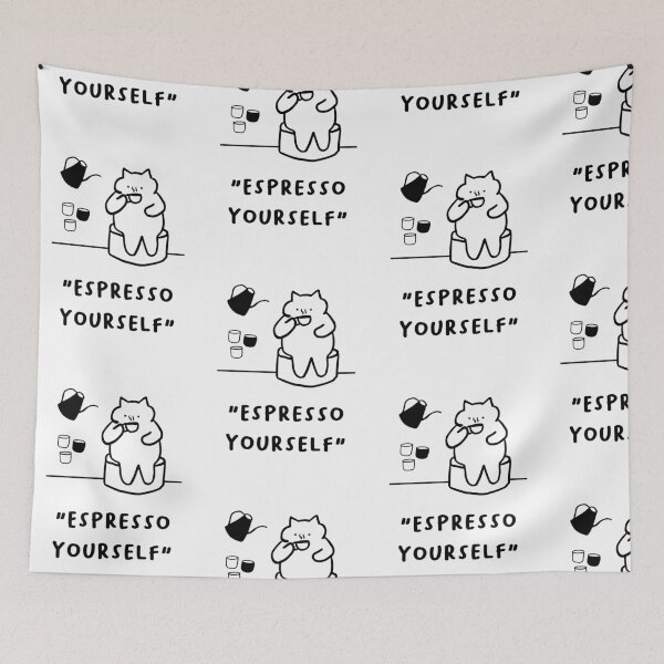 Item preview, Espresso Yourself – Fun Cat & Coffee Illustration designed and sold by RM-Journey.