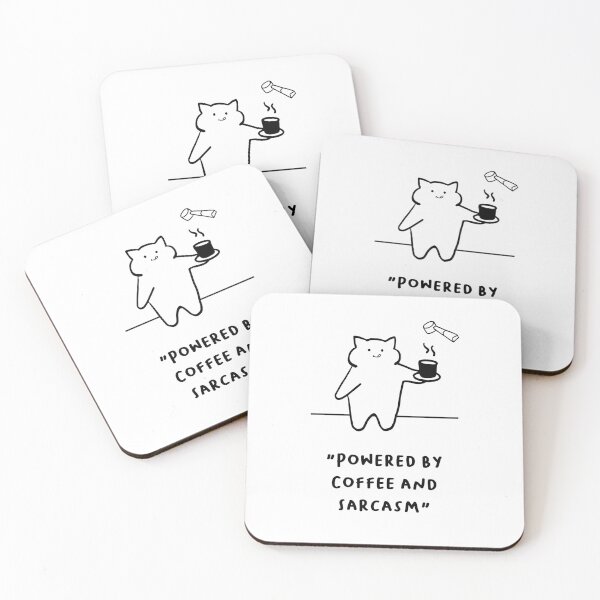 Item preview, Powered by Coffee and Sarcasm – Sarcastic Cat Coffee Design designed and sold by RM-Journey.