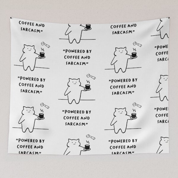 Item preview, Powered by Coffee and Sarcasm – Sarcastic Cat Coffee Design designed and sold by RM-Journey.