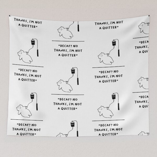 Item preview, Decaf? No Thanks, I’m Not a Quitter – Funny Cat Coffee Art designed and sold by RM-Journey.