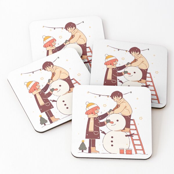 Item preview, Cute couple decorating a Snowman designed and sold by MendaciousMina.