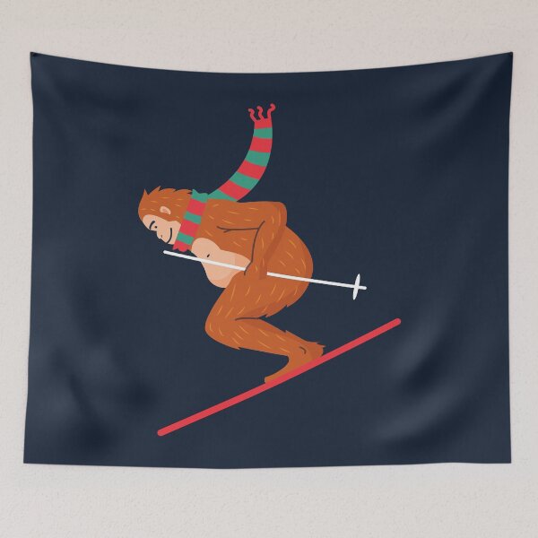 Item preview, christmas sasquatch bigfoot yeti ski designed and sold by Gossip Rag.