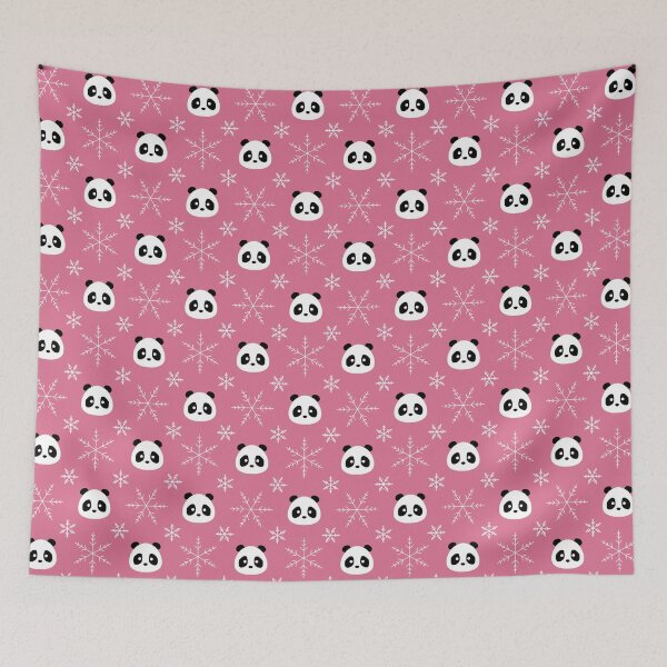 Item preview, Frosty Berry Pink - Cute Pandas and Snowflakes designed and sold by Amanda Roos.