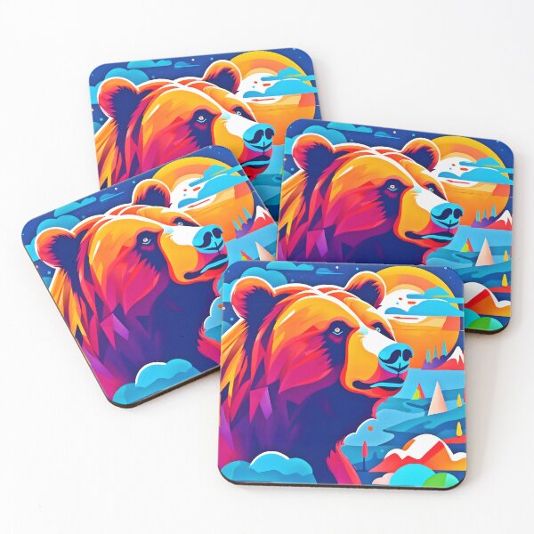 Item preview, Vibrant Bear, Moonlit Scene designed and sold by Health And Fitness Posts e-Store.
