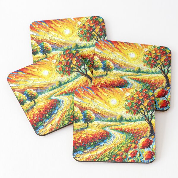 Item preview, Poppy Field Path - Colorful Abstract Landscape designed and sold by ChrisButler.