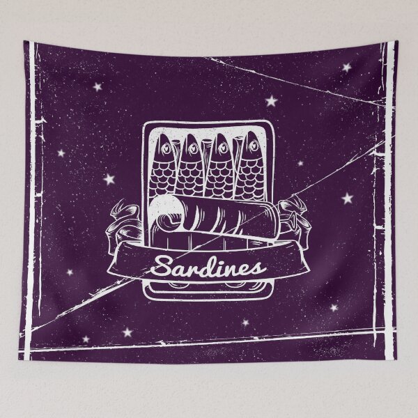 Item preview, Sardines in a tin purple distressed poster designed and sold by piedaydesigns.