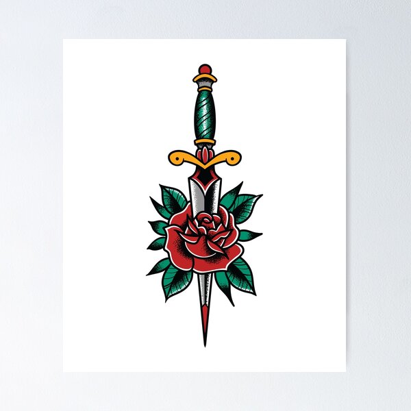 Item preview, Dagger and Rose Tattoo designed and sold by SevenRelics.