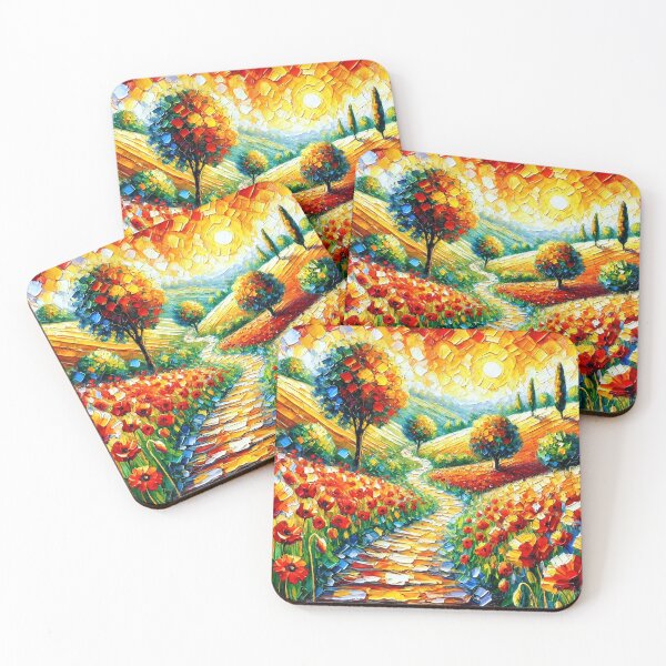 Item preview, Poppy Field Path 2 - Colorful Abstract Landscape designed and sold by ChrisButler.