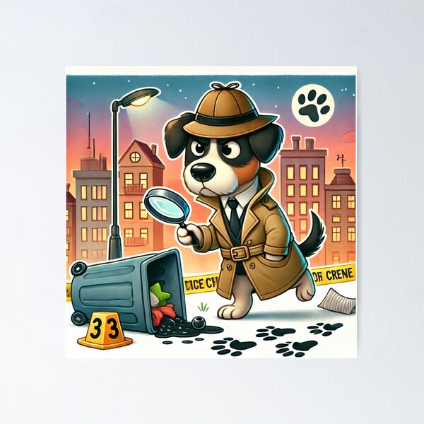 Item preview, Mischievous Detective Dog Solving a Paw-some Mystery designed and sold by PawsAndGiggles.