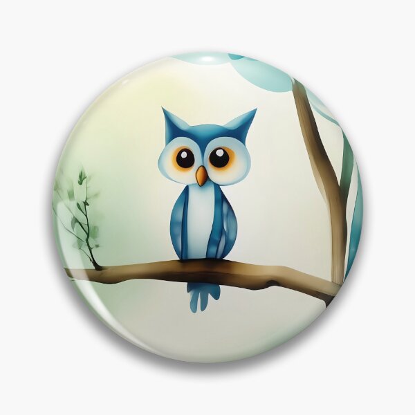 Item preview, Blue Owl on a Tree Branch designed and sold by Twittlefish.