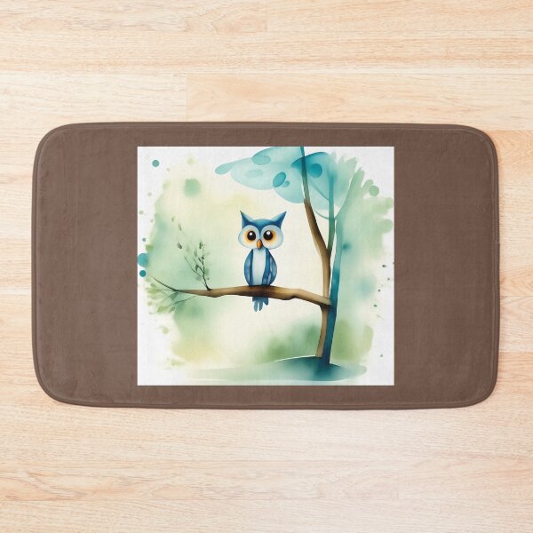 Item preview, Blue Owl on a Tree Branch designed and sold by Twittlefish.