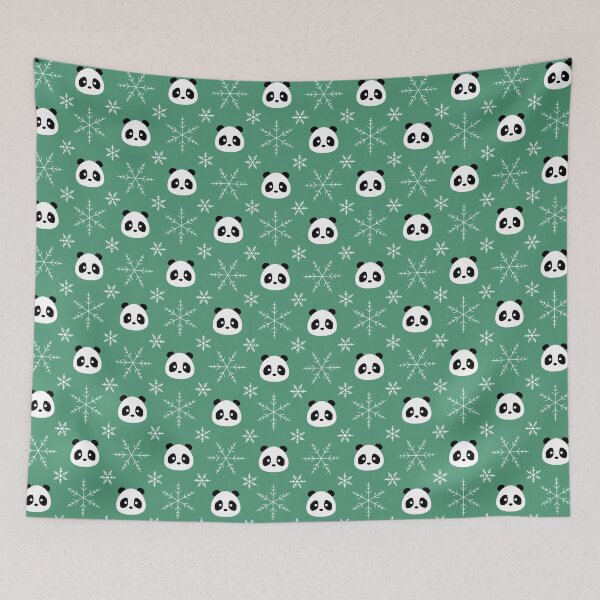 Item preview, Light Evergreen - Cute Pandas and Snowflakes designed and sold by Amanda Roos.