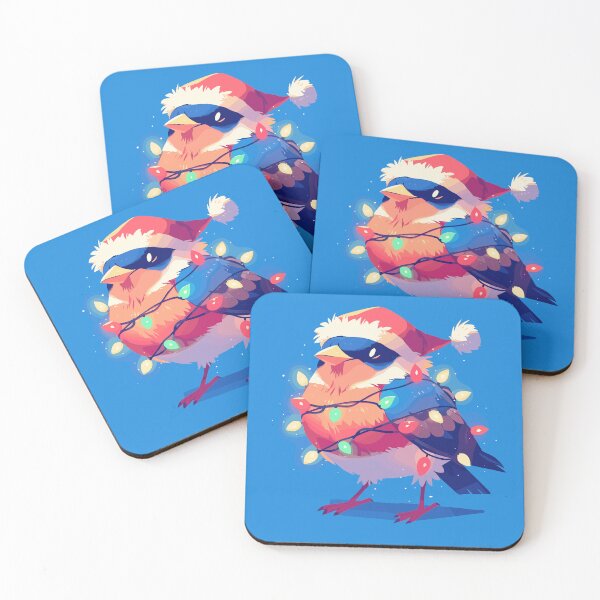 Item preview, Cute bluebird tangled in Christmas lights designed and sold by etherElric.