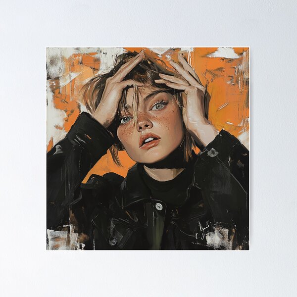 Aperçu de l'œuvre Modern Muse – Peinture de portrait de femme hipster créée et vendue par Junkie Ai.
