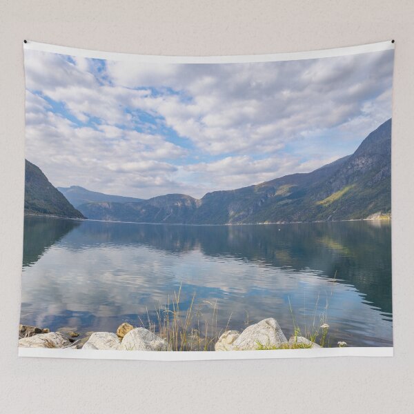 Item preview, Landscape of Eidfjord in Norway with Hardangervidda mountain range designed and sold by Martin Berry Photography.