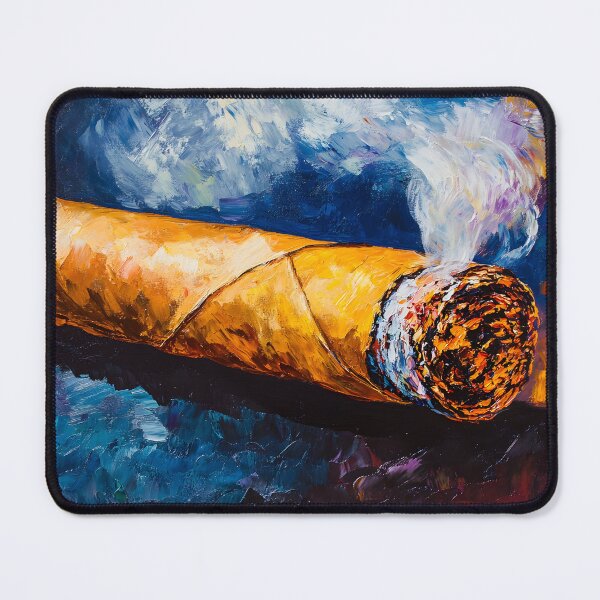 Item preview, Dramatic Elegance - Smoking Cigar with Swirling Smoke in Vibrant Hues Abstract Digital Art designed and sold by OlfactoART Studio.