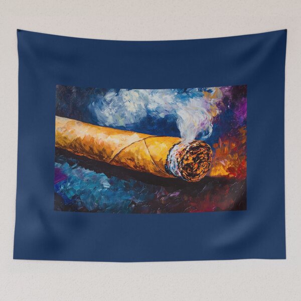 Item preview, Dramatic Elegance - Smoking Cigar with Swirling Smoke in Vibrant Hues Abstract Digital Art designed and sold by OlfactoART Studio.