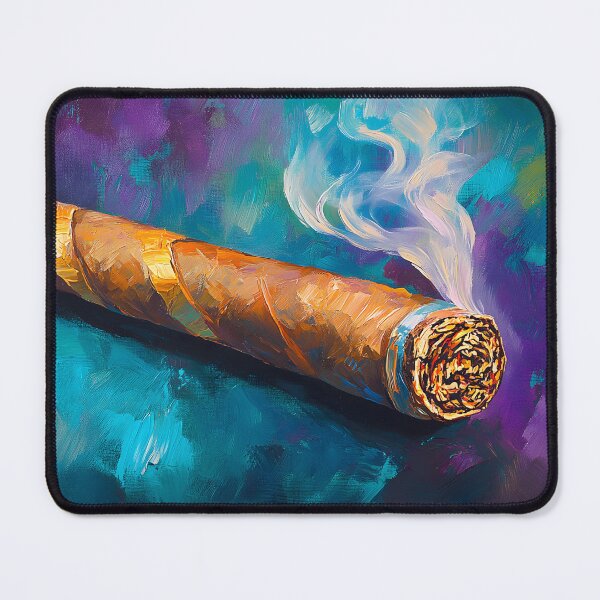Item preview, Smoky Sophistication - Swirling Cigar Smoke Against a Bold Blue and Purple Backdrop designed and sold by OlfactoART Studio.