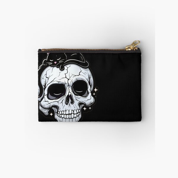 Item preview, Skull with a black cat sleeping on top designed and sold by blackbean21.