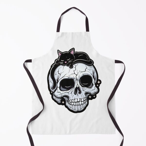 Item preview, Skull with a black cat sleeping on top designed and sold by blackbean21.