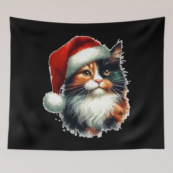 Item preview, Tricolor Calico Cat Christmas Cute Watercolor designed and sold by TomFrontierArt.