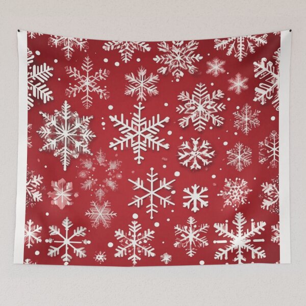 Item preview, Holiday season patterns, red designs, color red, festivities with a red snowflake design, red and white theme, snowflakes winter wonderland  designed and sold by Artheaven77.