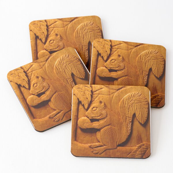 Item preview, Gratitude: Squirrel Holding Chestnut (Relief Carving in Wood) designed and sold by TheNatureNerd.