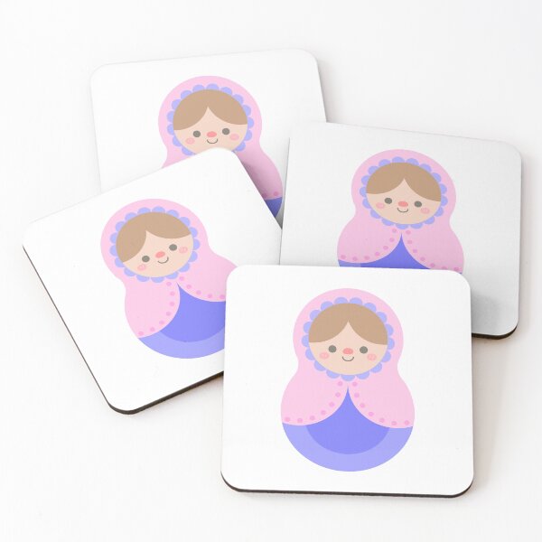 Item preview, Hand Drawn Cute Matryoshka Russian Dolls Pink headscarf designed and sold by nuchz.