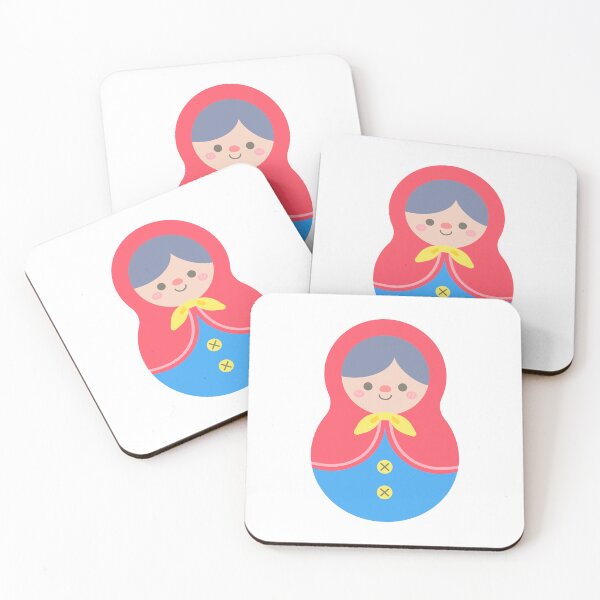 Item preview, Hand Drawn Cute Matryoshka Russian Dolls Red headscarf designed and sold by nuchz.