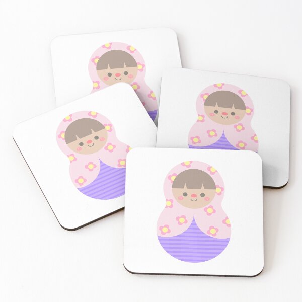 Item preview, Hand Drawn Cute Matryoshka Russian Dolls Pink Pastel Flowers Pattern headscarf  designed and sold by nuchz.