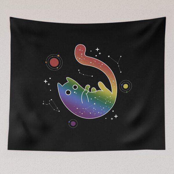 Item preview, Rainbow Cat Space Galaxy LGBT Gay Pride Flag designed and sold by Clara Hollins.