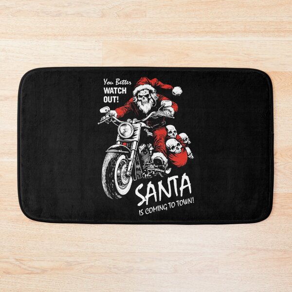 Item preview, Santa is Coming! Funny Christmas Skull Face Biker designed and sold by Darmoks-Geeks.