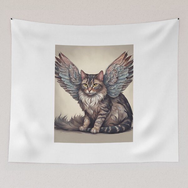 Item preview, Whimsical Cat with Owl Wings designed and sold by evercurious77.
