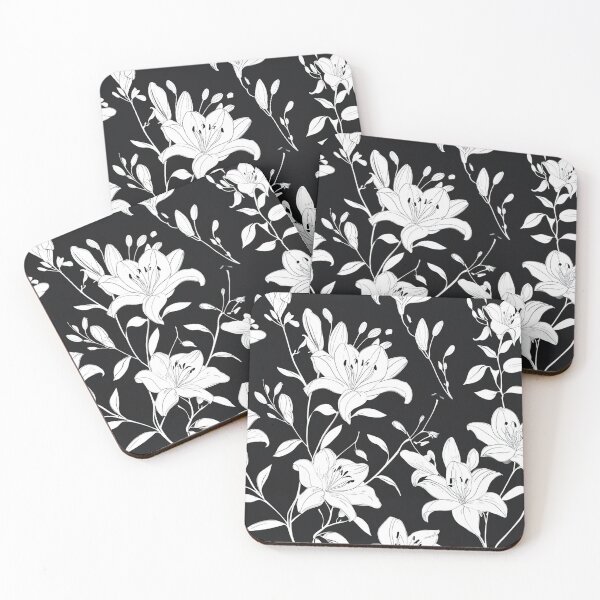 Item preview, black and white lily pattern  designed and sold by EccentricsByE.