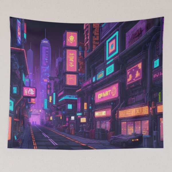 Item preview, Cyberpunk Pixel Art City Street designed and sold by papi1998.