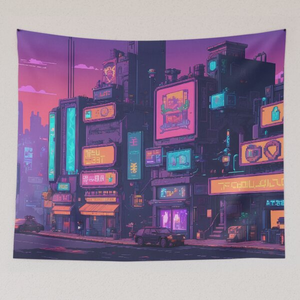 Item preview, Cyberpunk Pixel Art City Street designed and sold by papi1998.