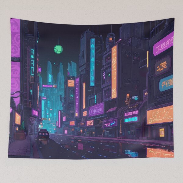 Item preview, Cyberpunk Pixel Art City Street designed and sold by papi1998.