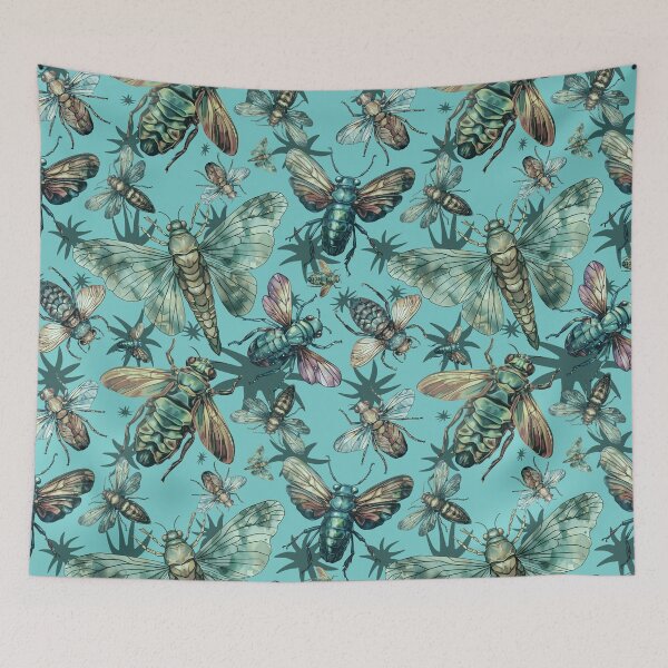 Item preview, Cicada pattern Insect Enthusiasts entomology blue designed and sold by AlchemyColor.