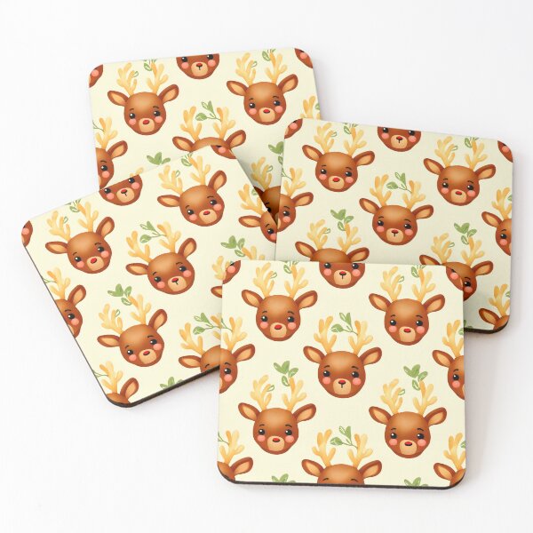 Item preview, Golden Antlers and Rosy Cheeks on a White Winter Canvas designed and sold by SplashTastic.