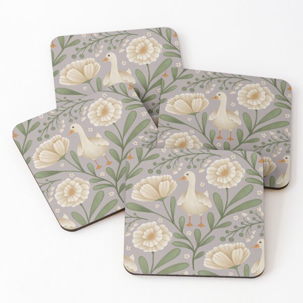 Item preview, Graceful Goose in Bloom, White Florals at a peaceful lake house in mist designed and sold by OzdeBayer.
